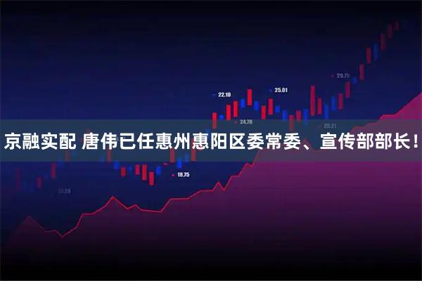 京融实配 唐伟已任惠州惠阳区委常委、宣传部部长!